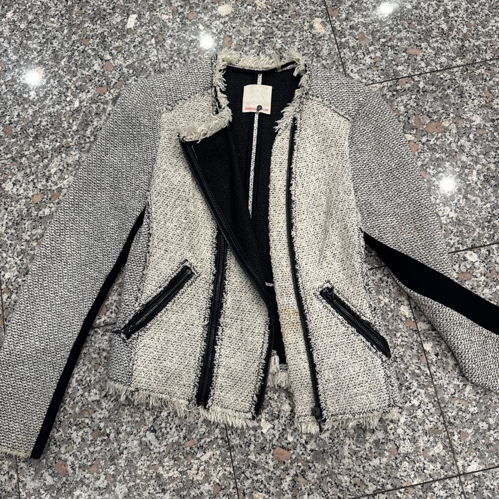 Rebecca Taylor Black and Gray Textured Blazer